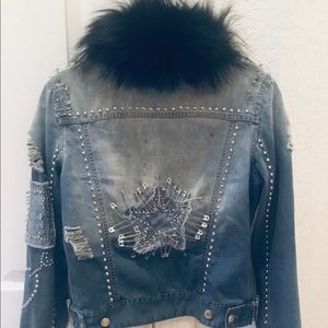 Jocelyn Denim Jacket with Fox Fur Collar